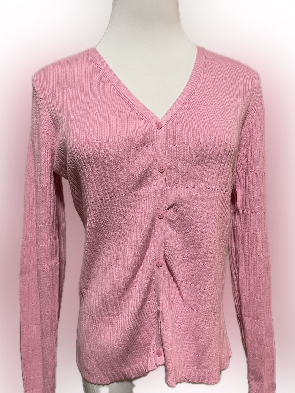 GAP Pink Button-Front V-Neck Sweater | S